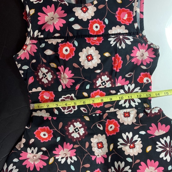 Kate Spade Floral on Black Classic Swing Dress with Eyelet Detail - Picture 4 of 7